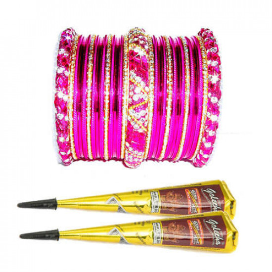 Free Mehndi with Pink Nagina Bangles