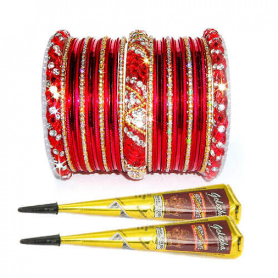 Free Mehndi with Red Nagina Bangles