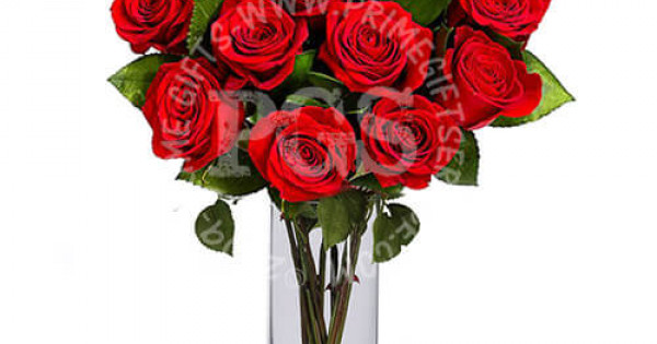 Send 12 Imported Red Roses in Vase to Pakistan | PrimeFlowersPK