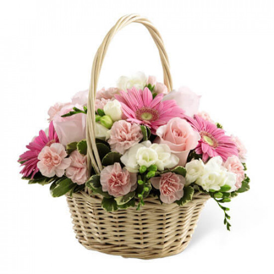 Graceful Pink Flowers Basket