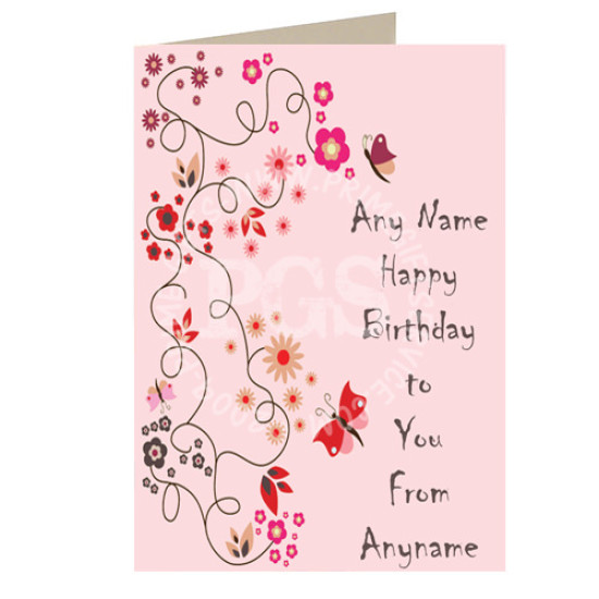 Happy Birthday Pink Personalised Card