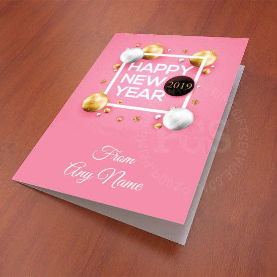 Pink Personalised New Year Card