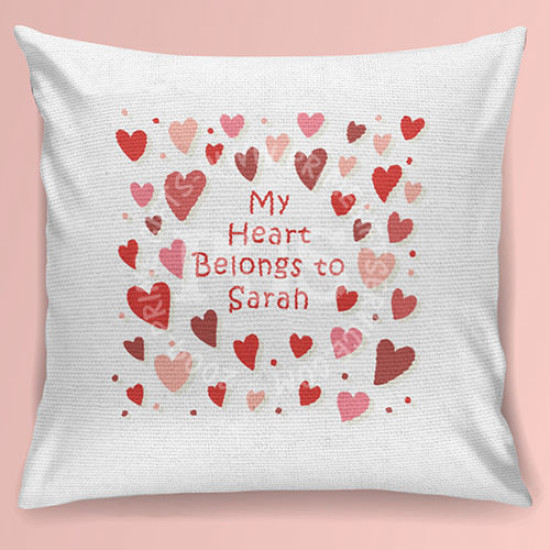 My Heart Belongs to Name Cushion