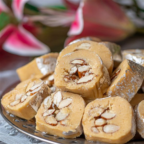 Honey Almond Barfi Rolls from Chashni Honey Almond Barfi Rolls from Chashni