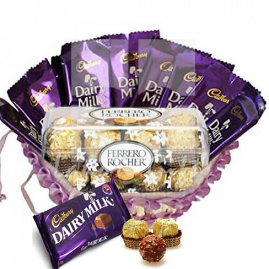 Dairy Milk and Ferrero Basket Dairy Milk and Ferrero Basket