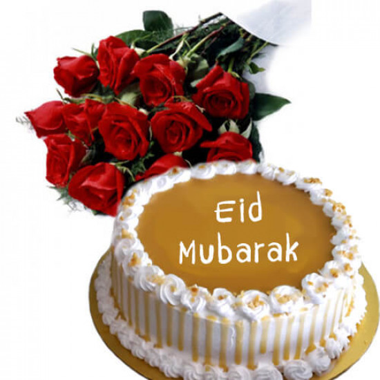 12 Free Roses bouquet with Eid Cake