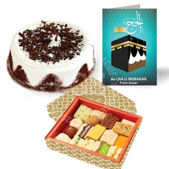 2lbs Cake, 2Kg Sweets and Hajj Card