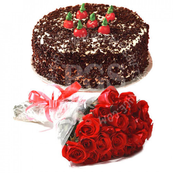 2lbs Kitchen Cuisine Cake and Red Roses