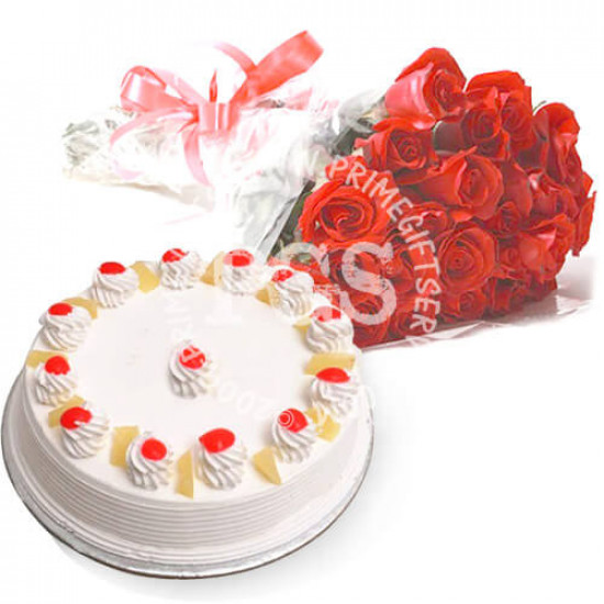 2Lbs gourmet Bakers Cake and Roses