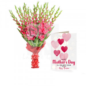 Mothers Day Card with Pink Gladiolus Bouquet Mothers Day Card with Pink Gladiolus Bouquet