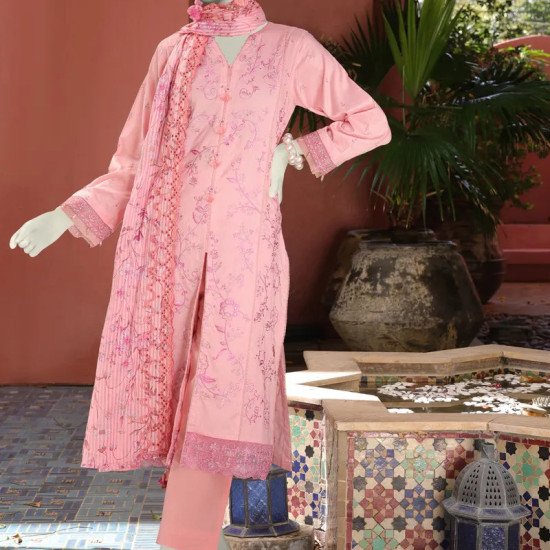 UNSTITCHED 3 Pieces Orange Lawn Suit