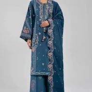 3 Dark Teal Blue - Digital Printed Embroidered Suit