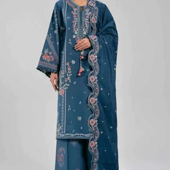 3 Dark Teal Blue - Digital Printed Embroidered Suit