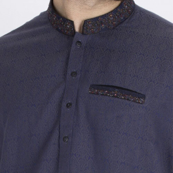 Dark Blue Semi Fashion Men Kurta Dark Blue Semi Fashion Men Kurta