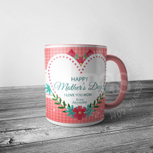Personalised Pink Check Mug for Mother Personalised Pink Check Mug for Mother
